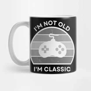 I'm not old, I'm Classic | Game Controller | Retro Hardware | Vintage Sunset | Grayscale| '80s '90s Video Gaming Mug